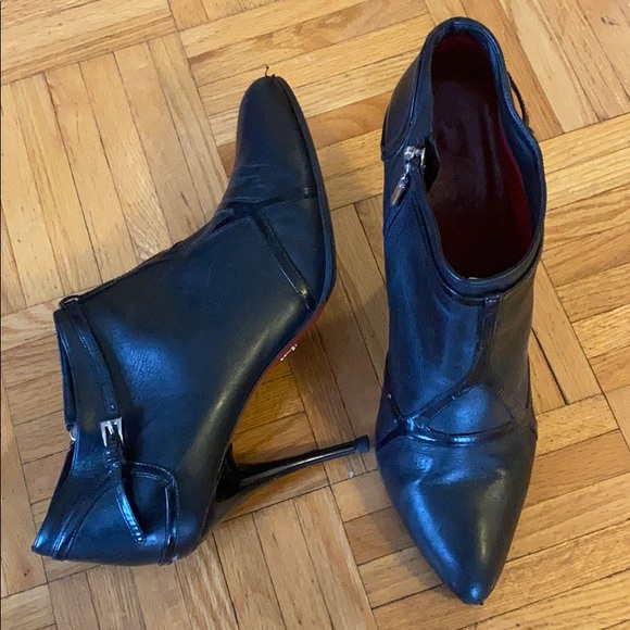 Cesare Paciotti Red Bottoms Leather Ankle Booties - Picture 1 of 10